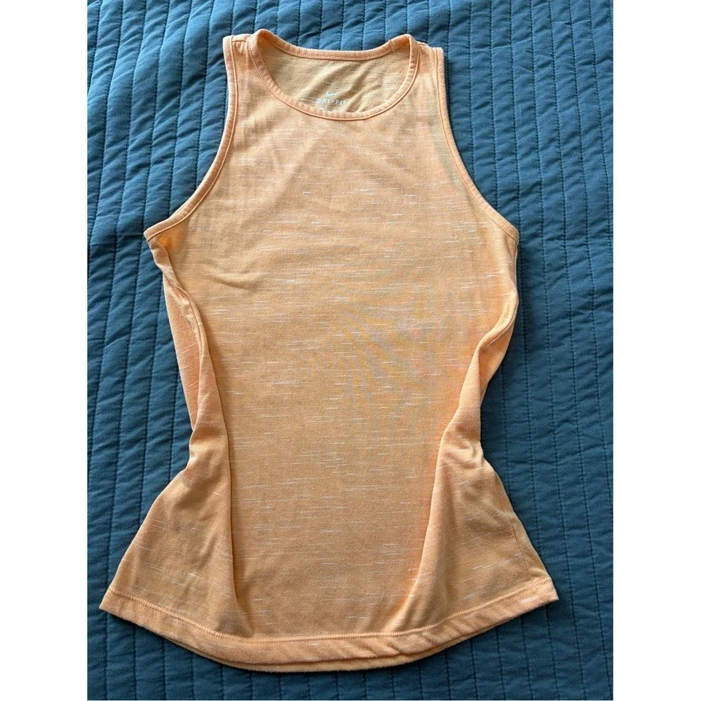 Nike Dri-FIT Womens XS Orange Heathered Training Tank Top Running Gym Shirt